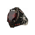 925 Sterling Silver Garnet Compass Men's Ring - Handcrafted Detail