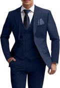 Mens 3 Piece Slim Fit Suit for Men - Double Breasted Blazer Vest Pants