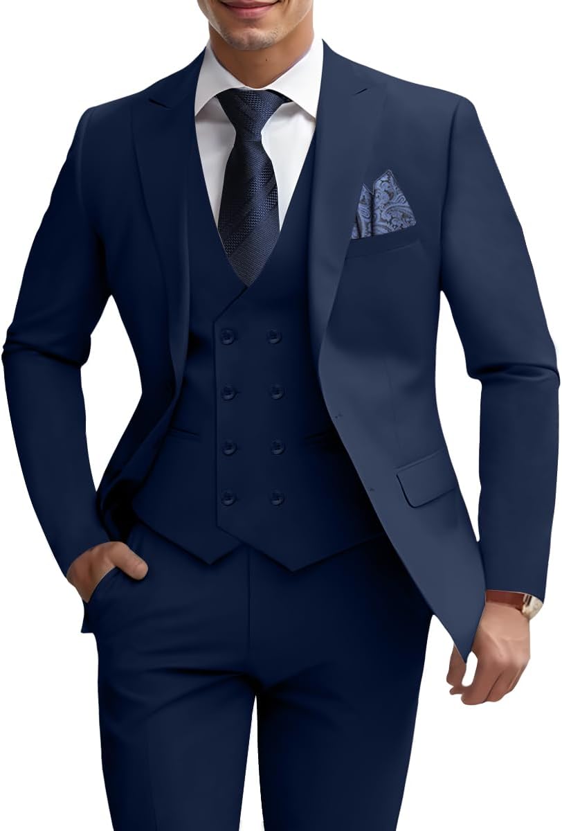 Mens 3 Piece Slim Fit Suit Set for Weddings and Business Events