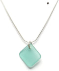 Sea Glass Delicate Diamond Pendant - Subtle Beach Color Accent
