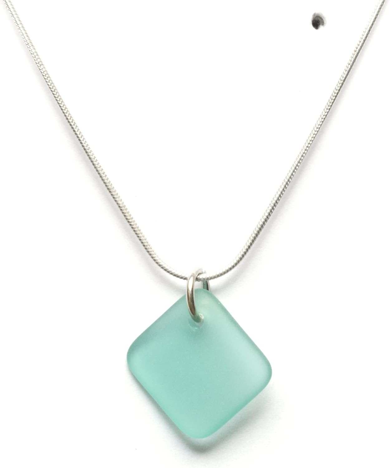 Sea Glass Delicate Diamond Pendant - Unique Handcrafted Jewelry