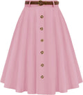 Vintage A-Line Midi Skirt for Women by Belle Poque in High Waist