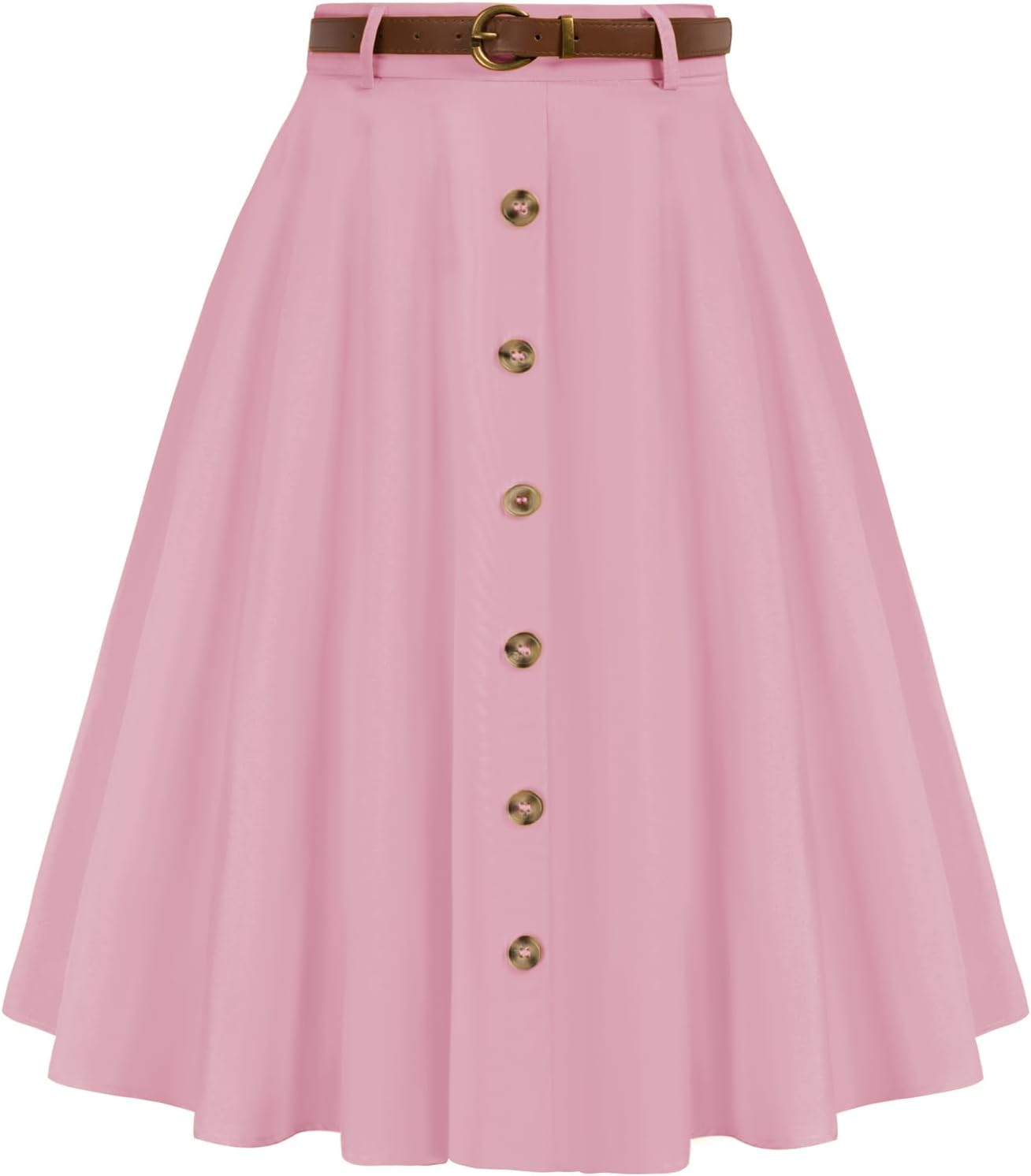 Belle Poque Women's Vintage High Waist A-Line Midi Skirt