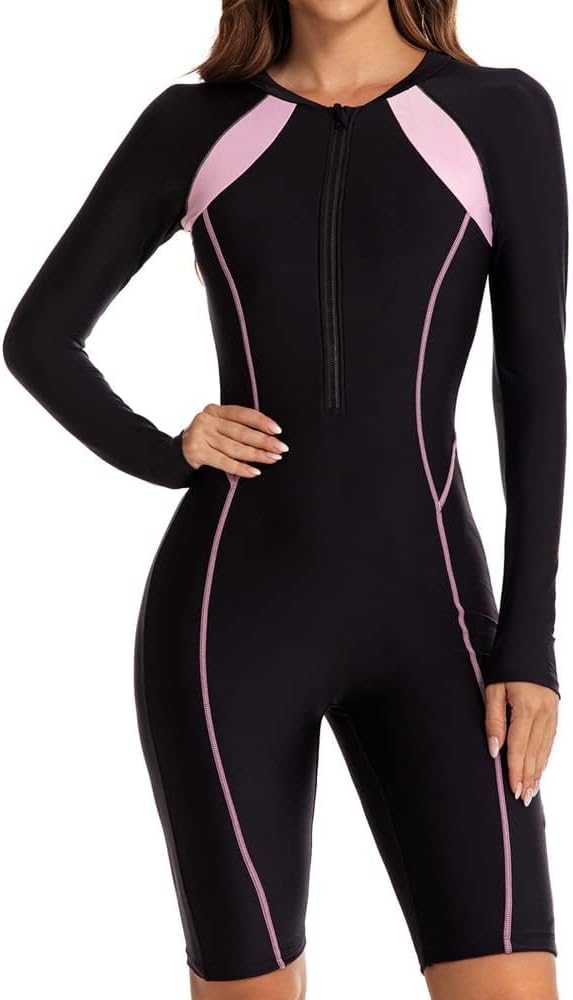 Women Rash Guard Long Sleeve One Piece Swimsuit for Surfing