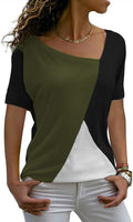 Sarin Mathews Womens Short Sleeve Patchwork Color Block Tunic - Casual
