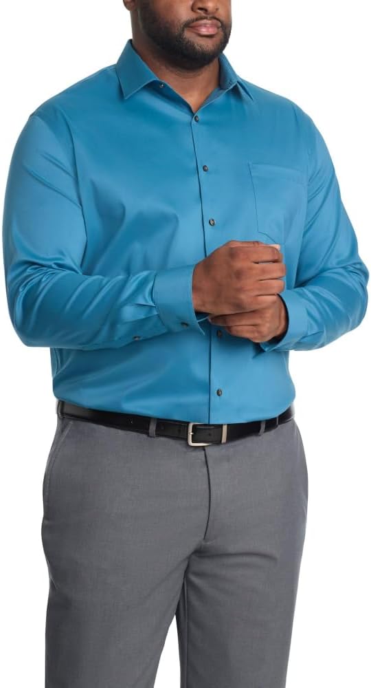 Van Heusen Mens Tall Fit Dress Shirt Ultra Wrinkle Free Comfort