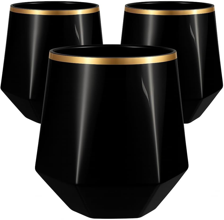 40 Count Diamond Unbreakable Stemless Plastic Wine Glasses