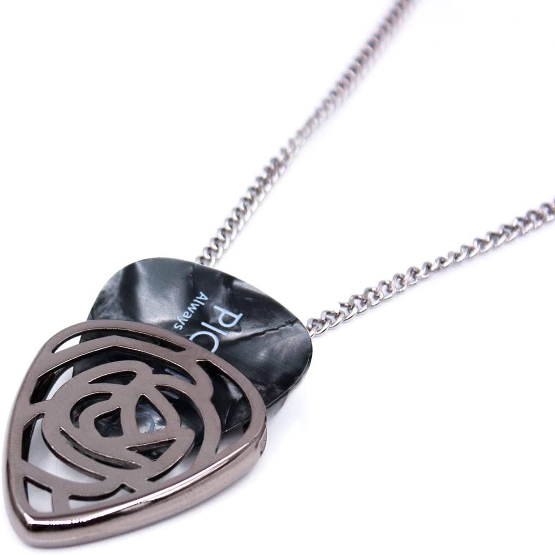 Rose Shaped Guitar Pick Holder Necklace for Music Lovers