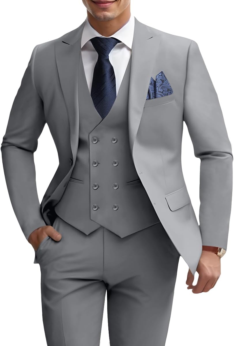 Mens 3 Piece Slim Fit Suit Set for Weddings and Formal Events