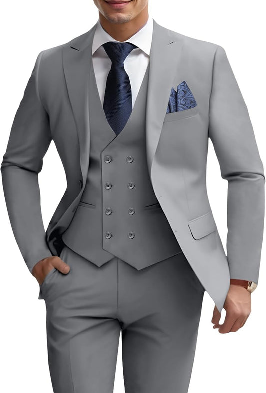 Mens 3 Piece Slim Fit Suit Set for Weddings and Formal Events