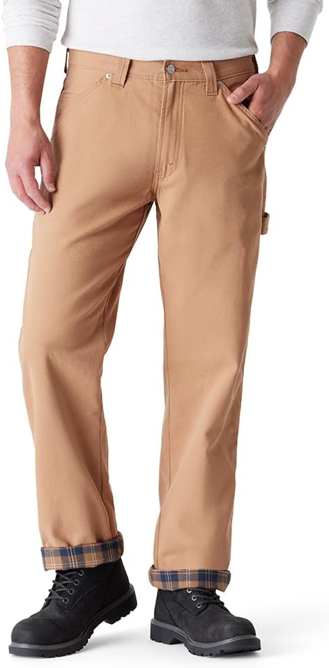 Durable Mens Carpenter Jeans with Flannel Lining for Comfort