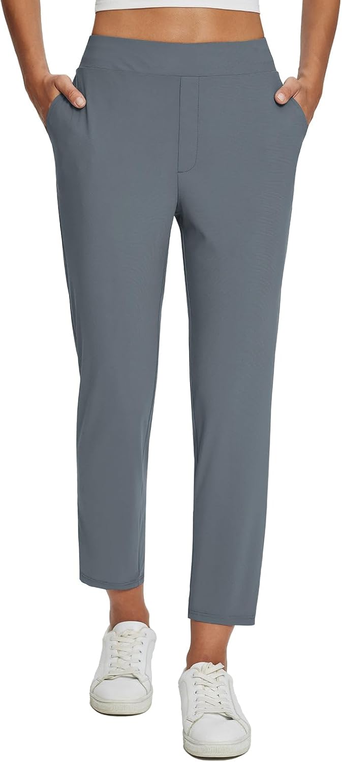 Lightweight Stretch Travel Pants for Women with Zipper Pockets