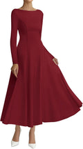 Fall Dresses for Women 2025 Boat Neck Long Sleeve A Line Maxi Dress