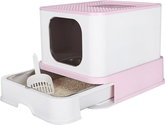 RIZZARI Cat Litter Box with Drawer for Large Cats and Kittens