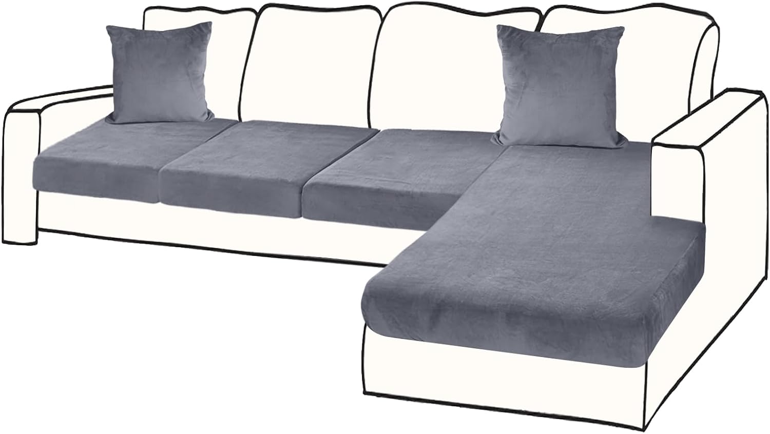 Sectional Couch Covers for 4-Piece Velvet L Shape Sofa Slipcover