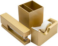 JAM PAPER Desk Trio Pack - Gold Stapler, Tape Dispenser & Holder