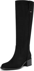 Knee High Boots for Women Chunky Heel Round Toe Patent PU - Low 2in