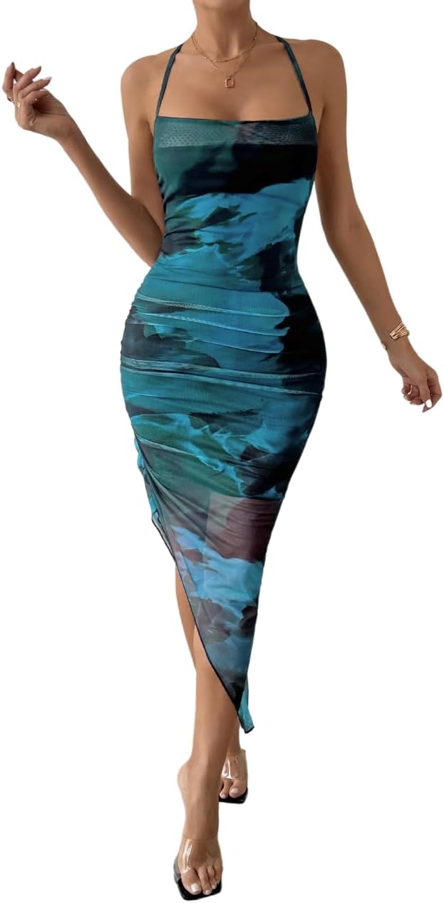 SOLY HUX Women's Tie Dye Cowl Neck Bodycon Cami Dress Review