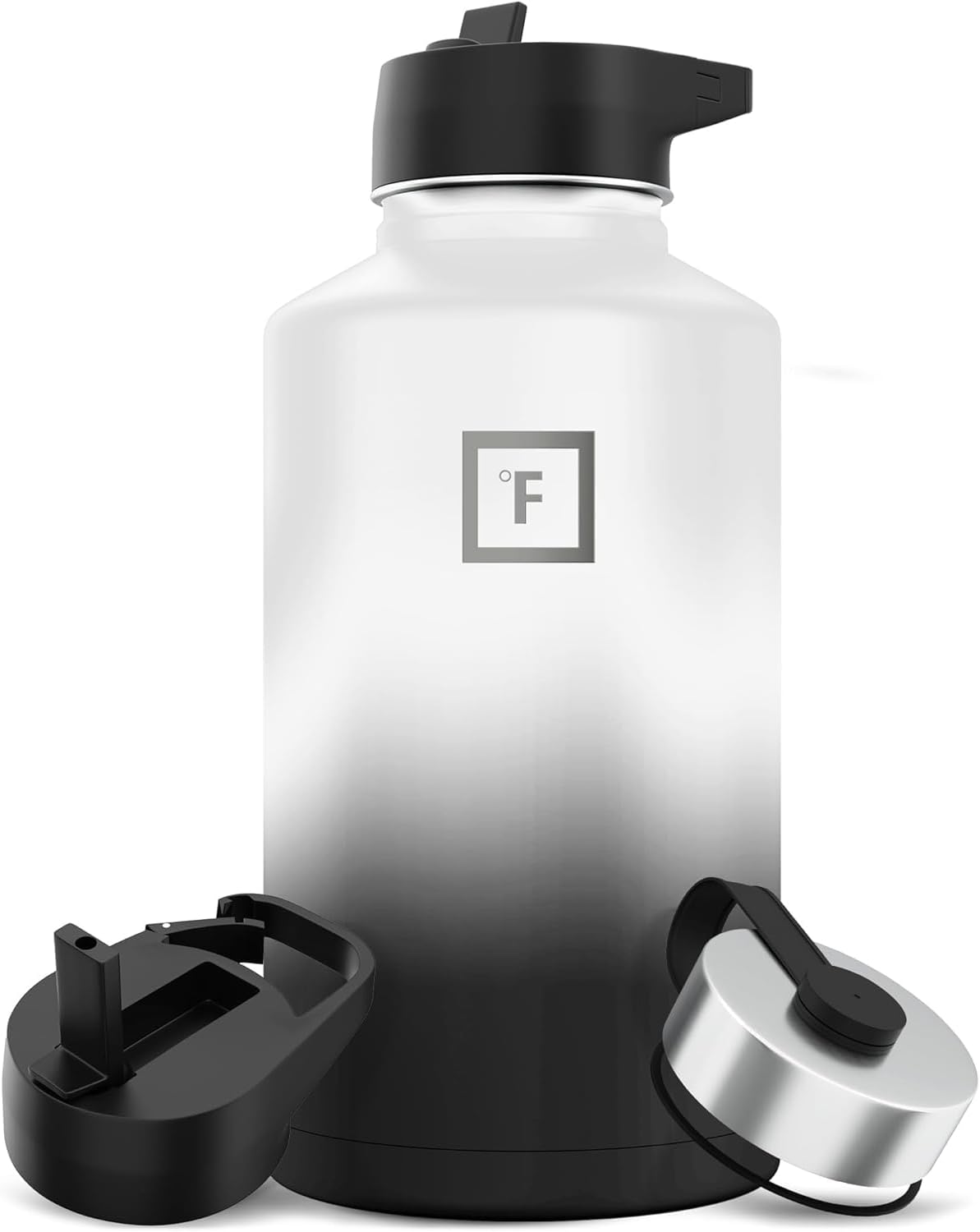 IRON FLASK Camping Hydration Flask with 3 Lids - 64 oz