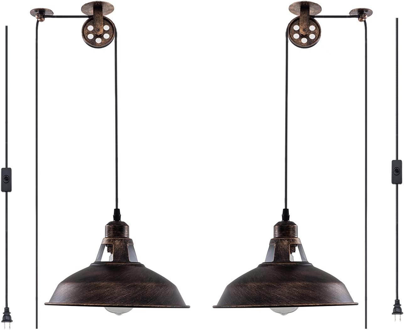 Vintage Plug in Pendant Light with Pulley Design for Home Decor