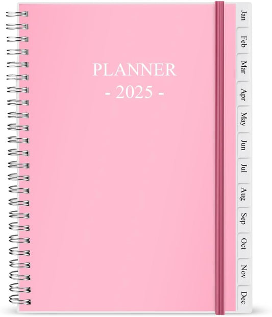 2025 Weekly & Monthly Planner for Easy Organization - Pink, Twin-Wire Binding
