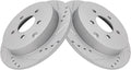 TRQ Performance Rear Drilled Slotted Coated Brake Rotor Set - Improved