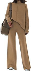 Viottiset Women's 2 Piece Sweater Set Wide Leg Pants High Neck