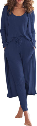 Eurivicy Women's Lounge Pajama Set in Waffle Knit - 3 Piece Comfort