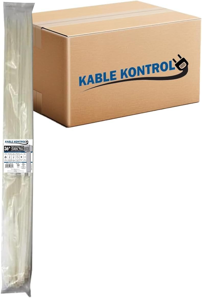 Kable Kontrol 36 Inch Natural White Cable Zip Ties for Organizing