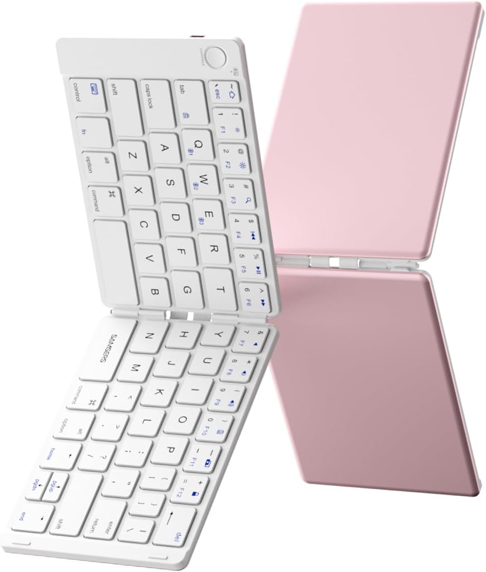 Samsers Pocket Wireless Keyboard - Connect 3 Devices, Rose Pink