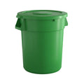 32 Gallon Green Round Commercial Trash Can with Lid - Durable