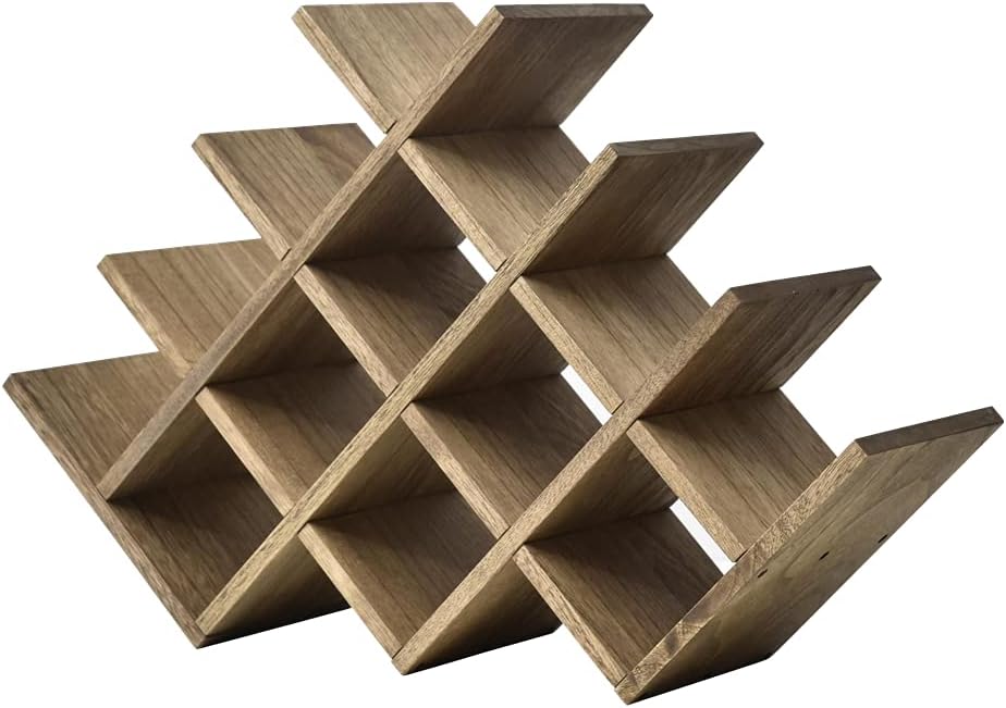 KIRIGEN 13-Bottle Wine Rack - Elegant 4-Tier Wooden Display