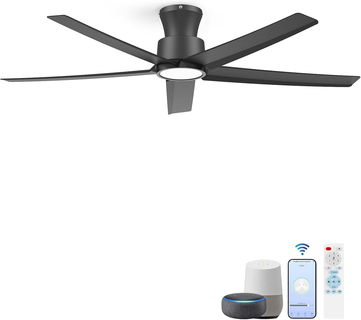 Smart Ceiling Fan with Lights, 52 inch, Reversible DC Motor