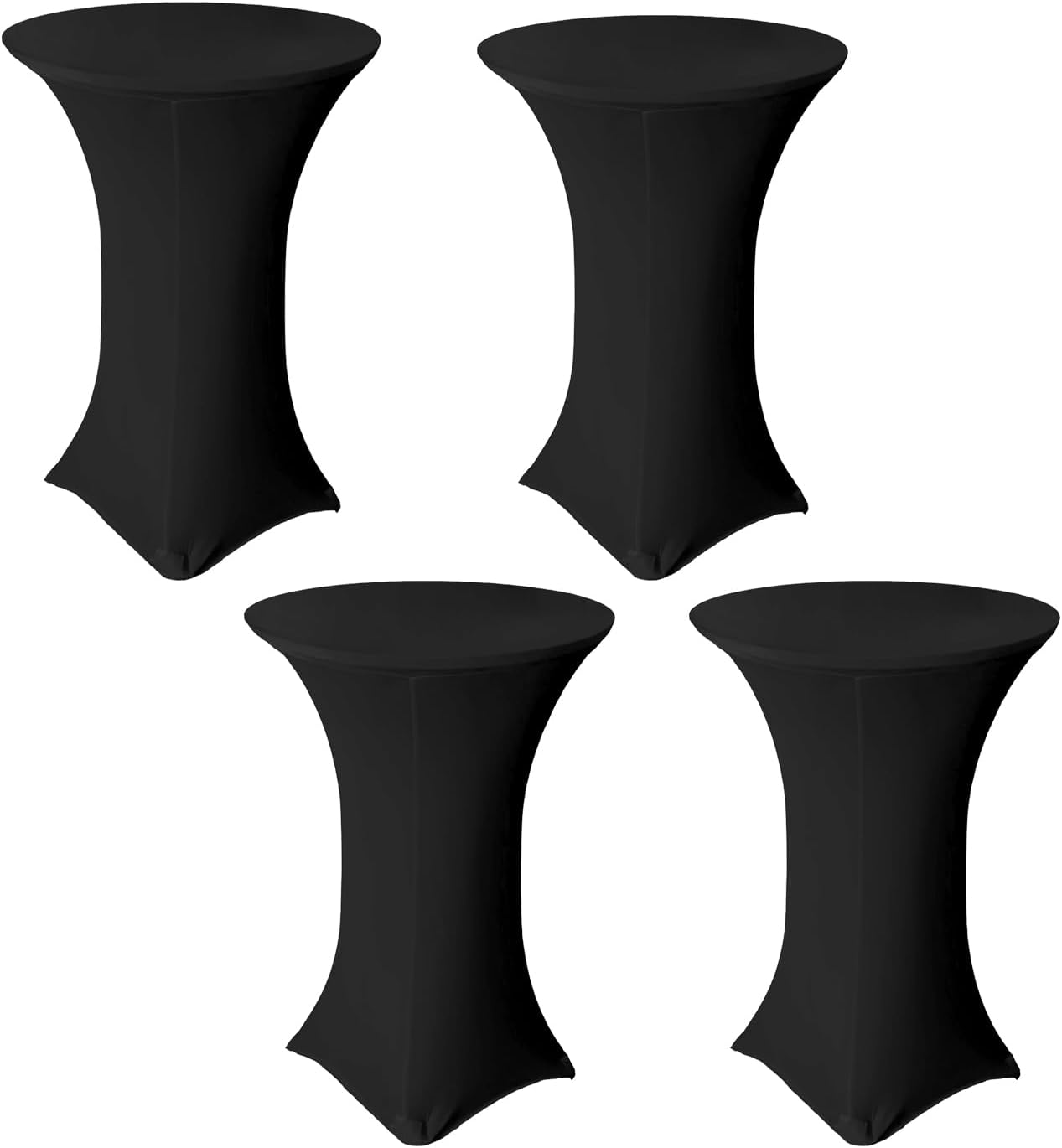 Stretch Black Spandex Table Covers - Set of 4