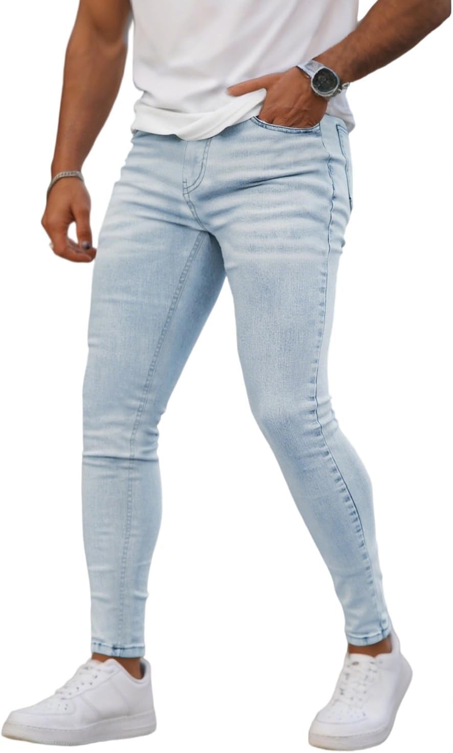 GINGTTO Men's Ripped Jeans: Slim Fit Stretch Pants for Style