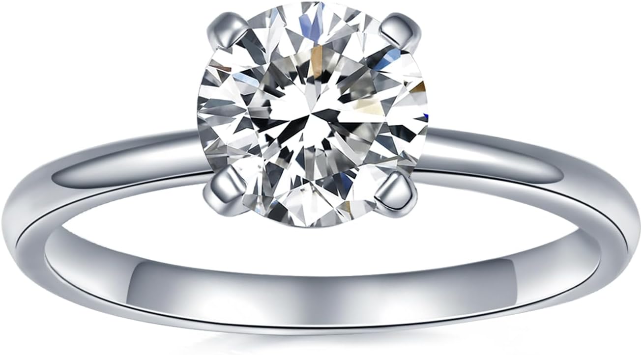 IMOLOVE Solitaire Moissanite Engagement Ring - 1CT D Color VVS1