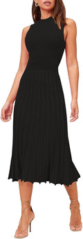 Pink Queen Women's Crew Neck Sleeveless High Waisted Bodycon Midi slim
