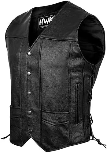 HWK Leather Motorcycle Vest for Men and Women - 3X-Large