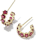 Cailin Silver Crystal Huggie Earrings for Women - Burgundy Shine