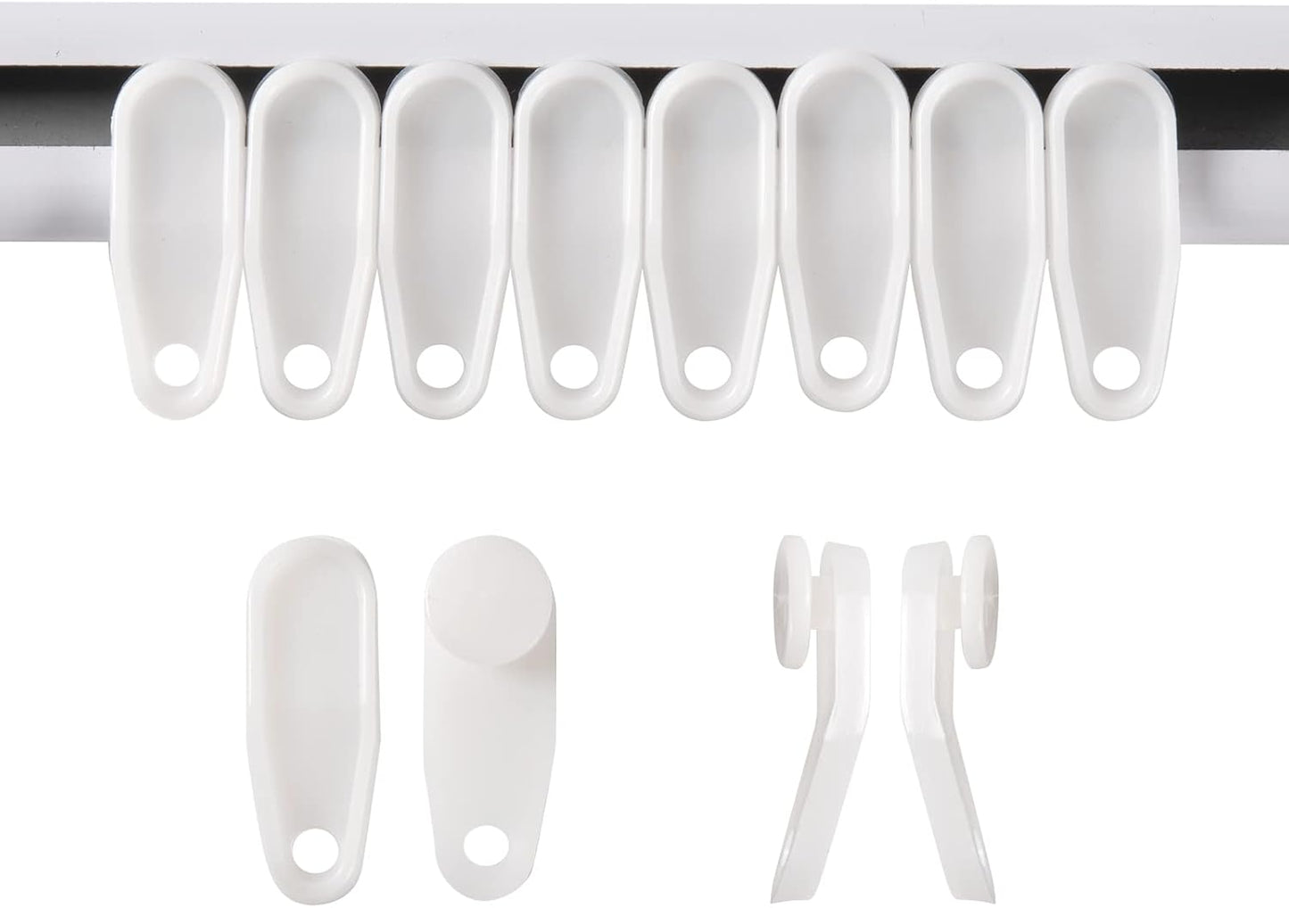 Smooth Gliding: White Curtain Hooks (50 Pack)