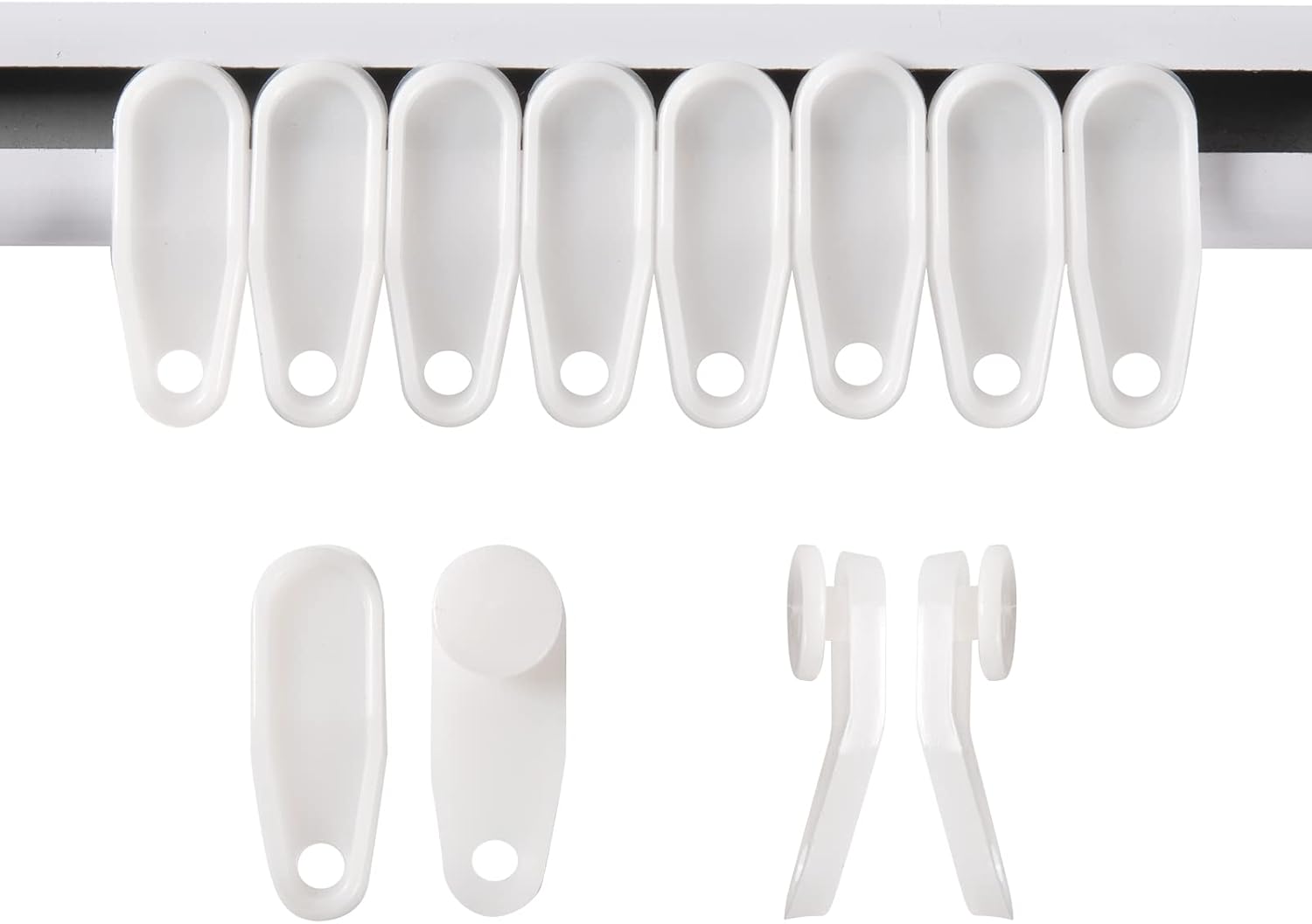Smooth Gliding: White Curtain Hooks (50 Pack)