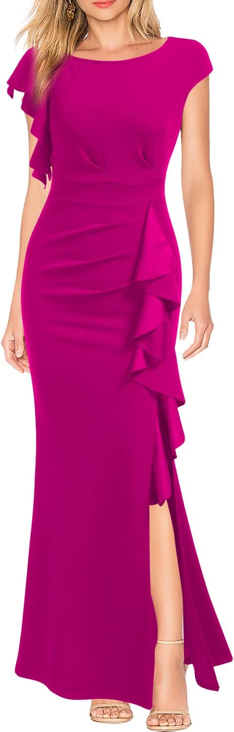 WOOSEA Women's Split Bodycon Mermaid Evening Cocktail Dress
