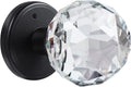 Crystal Glass Door Knobs Interior with Lock - Matte Black Privacy