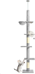 Floor to Ceiling Cat Tree 5-Tier Tower with Adjustable Height - Space