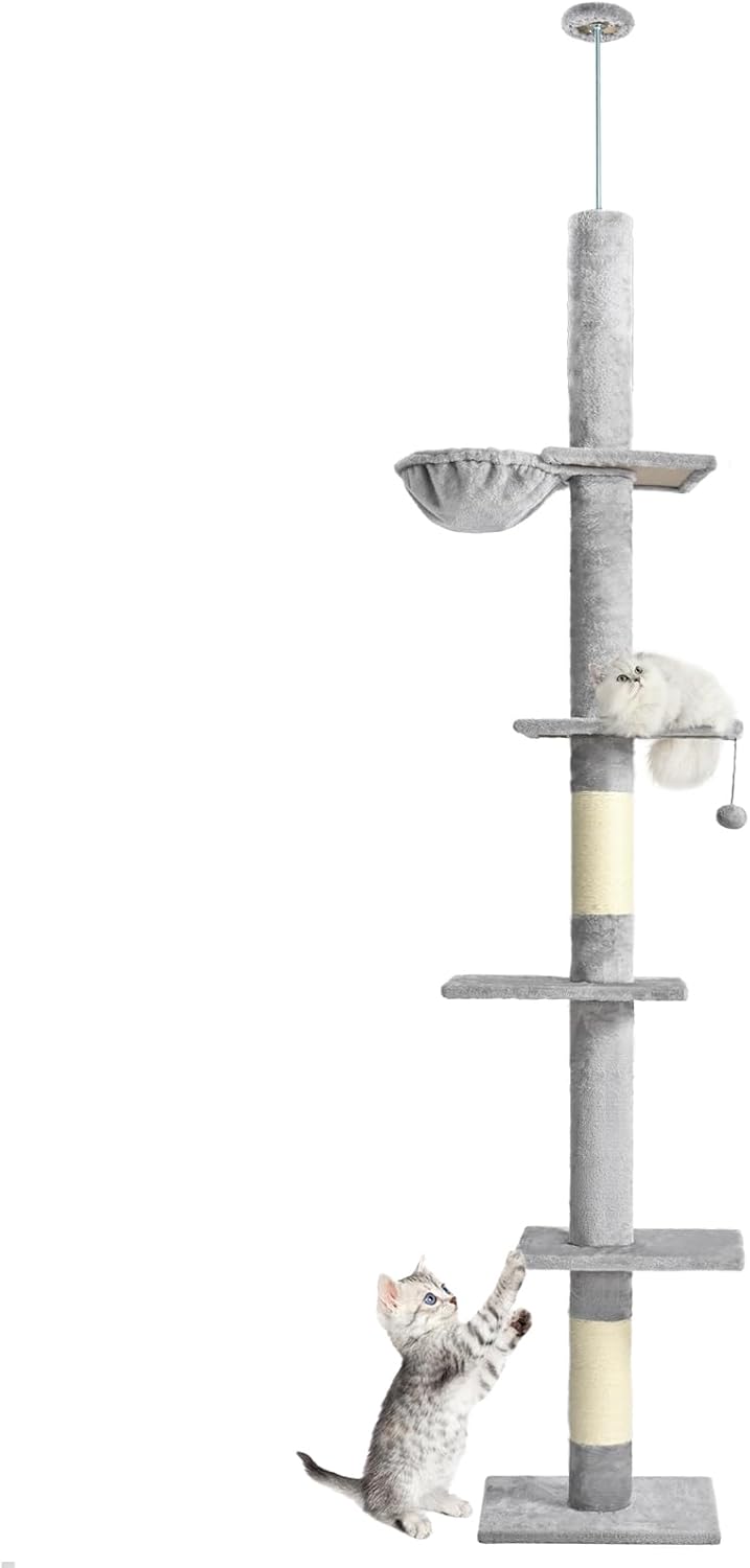 Floor to Ceiling Cat Tree with Adjustable Height for Large Cats