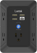 Surge Protector Outlet with 5-Multi Plug and 4 USB Ports - Compact