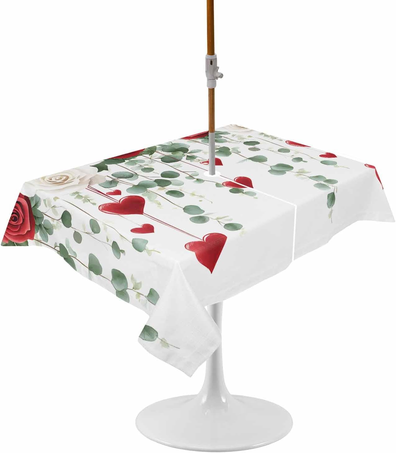 Waterproof Valentine's Day Tablecloth w/ Umbrella Hole - 60x84in