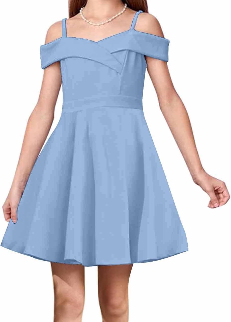 Elegant Princess Cold Shoulder Flared A Line Party Dresses for Girls