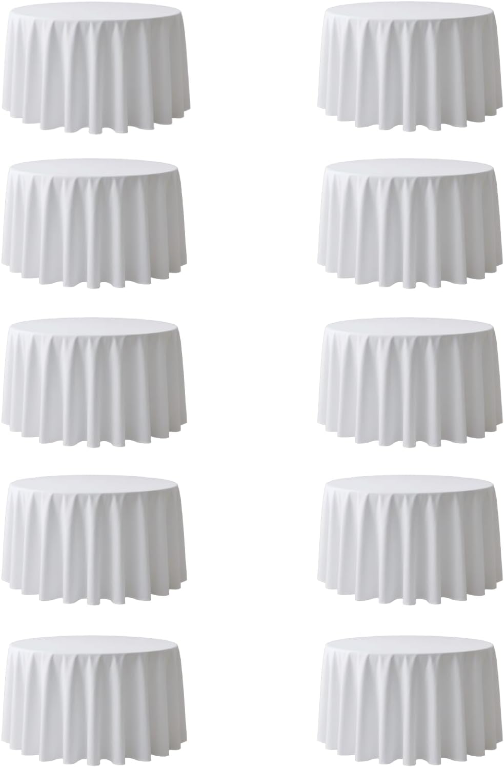 120 inch Round Tablecloths - 10 Pack White Table Covers