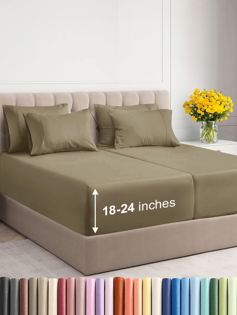 Extra Deep Split King Sheet Set - 7 Piece Soft & Cooling Sheets